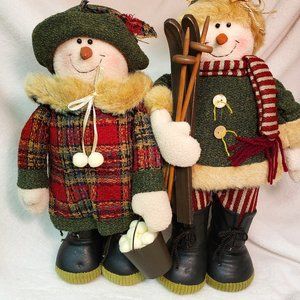 Set of Snowman/ Snowwoman with Leather Like Boots